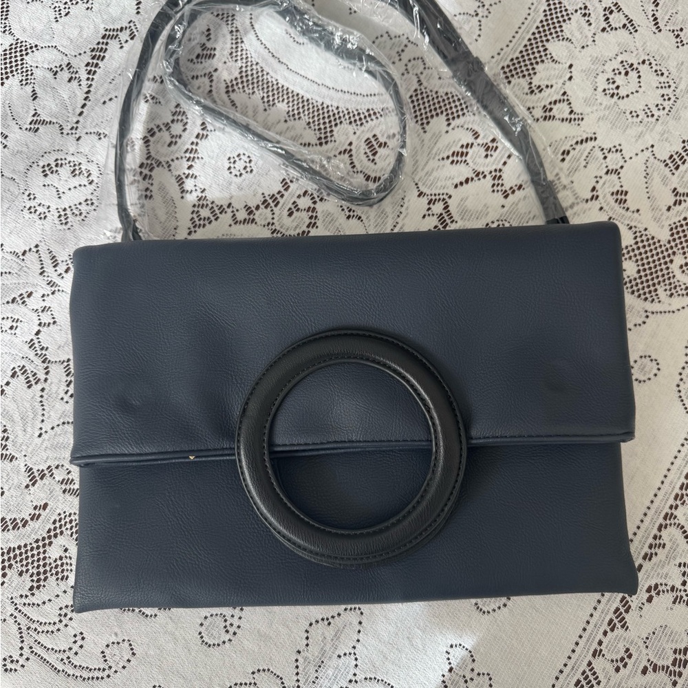NWOT -Anthropologie Navy Blue Tabitha Fold over Crossbody Clutch
